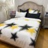 Lenjerie Pat Dublu,  FINET, 6 piese, Alb, Galben, Negru, Stelute [9]