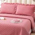 Cuvertură Matlasată, Pat Dublu, Bumbac Finet, 230x250cm, 4 piese, cu Volănașe și Dantelă Chantilly Alba, Roz [2]