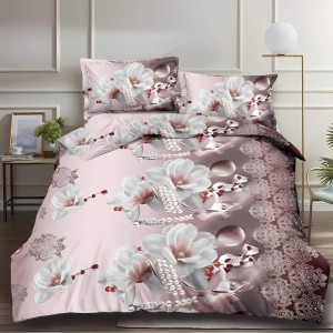 Lenjerie pat dublu, 4 piese, IMPRIMEU 3D Multiplicat Multiplicat, Microfibra, Maro, flori Lenjerie pat dublu, 4 piese, IMPRIMEU 3D Multiplicat Multiplicat, Microfibra, Maro, flori