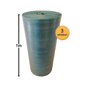 Folie Cu Bule De Aer Mici, 3 Straturi, 50 g/mp, 1m x 50ml (50mp), ECO