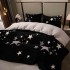 Lenjerie pat dublu, Super Pufoasa COCOLINO, 4 piese, Negru, Gri, Stelute [10]