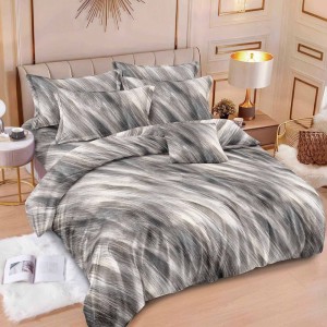 Lenjerie pat dublu,  FINET, 6 piese, Gri, Bej, abstract