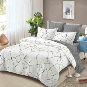 Lenjerie Pat Dublu,  FINET, 6 piese, Crem, Gri, Model Clasic