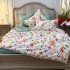 Lenjerie pat dublu,  FINET, cu elastic, 6 piese, Verde, floricele [10]