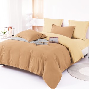 Lenjerie pat dublu, Bumbac FINET, 6 piese, Bicolor, Maro, Bej