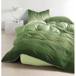 Lenjerie pat dublu, bumbac satinat, cu doua feţe, 4 piese,  Verde, degrade