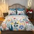Lenjerie pat dublu,  FINET, Imprimeu Digital, cu ELASTIC, Alb, Albastru, Flori [2]