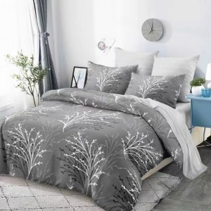 Lenjerie Pat Dublu, FINET, 6 piese, Gri, Crengute