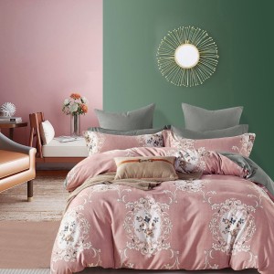 Lenjerie Pat Dublu,  FINET, 6 piese, Roz, elegant