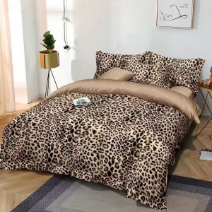 Lenjerie Pat Dublu,  FINET, 6 piese, Maro, Negru, animal print