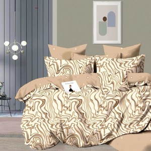 Lenjerie Pat Dublu,  FINET, 6 piese, Crem, Bej, animal print