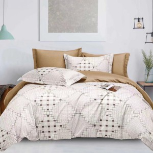 Lenjerie Pat Dublu,  FINET, 6 piese, Crem, forme geometrice