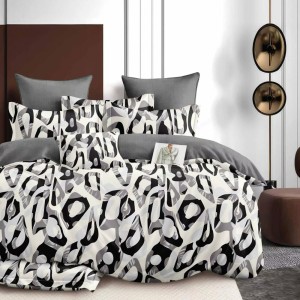 Lenjerie Pat Dublu,  FINET, 6 piese, Crem, Gri, abstract