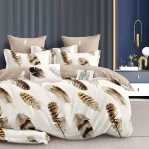 Lenjerie Pat Dublu,  FINET, 6 piese, Crem, pene