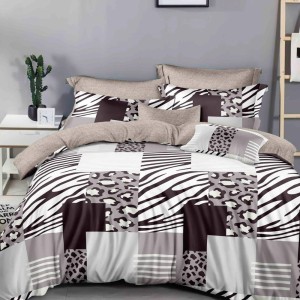 Lenjerie Pat Dublu,  FINET, 6 piese, Gri, Maro, abstract