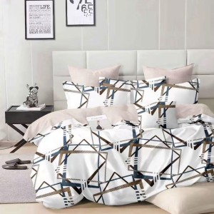 Lenjerie Pat Dublu,  FINET, 6 piese, Crem, Negru, abstract