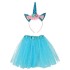 Costum unicorn pentru fetite, fusta tull si coronita, albastru 3-6 ani [6]