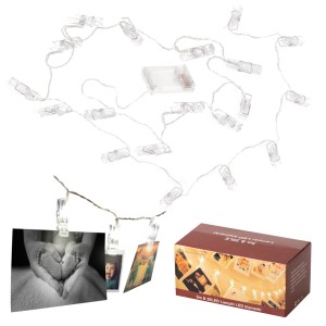 Instalatie cu cleme foto luminoase, 1.5 m, 10 led-uri alb cald