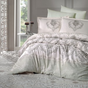 Lenjerie de pat matrimonial, 4 piese, Bumbac 100% Satin Deluxe ADRA V2