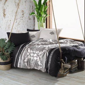 Lenjerie de pat matrimonial, 4 piese, Bumbac 100% Satin Deluxe AHISKA