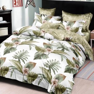 Lenjerie pat dublu, Pucioasa Romania, 4 piese, Bumbac Satinat Superior ELV46