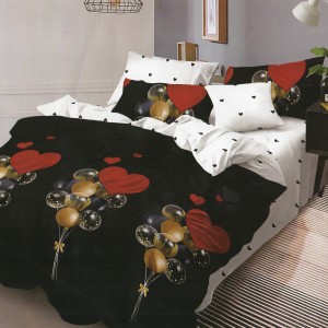 Lenjerie pat dublu, Pucioasa Romania, 4 piese, Bumbac Satinat Superior ELV56