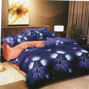 Lenjerie pat dublu, Pucioasa Romania, 4 piese, Bumbac Satinat Superior ELV57