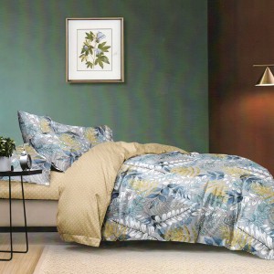 Lenjerie pat dublu, Pucioasa Romania, 4 piese, Bumbac Satinat Superior ELV59