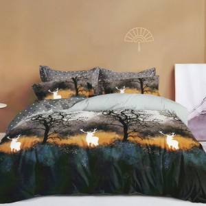 Lenjerie pat dublu, Pucioasa Romania, 4 piese, Bumbac Satinat Superior ELV68