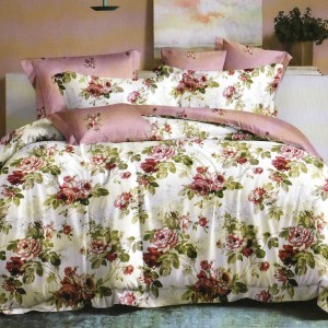 Lenjerie pat dublu, Pucioasa Romania, 4 piese, Bumbac Satinat Superior ELV37