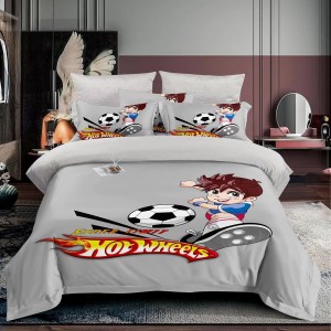 Lenjerie 3D, pat 1 persoana, 3 piese,  Finet, Ralex Pucioasa, fotbal, gri