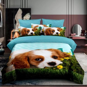 Lenjerie 3D, pat 1 persoana, 3 piese,  Finet, Ralex Pucioasa , catel, blue, verde