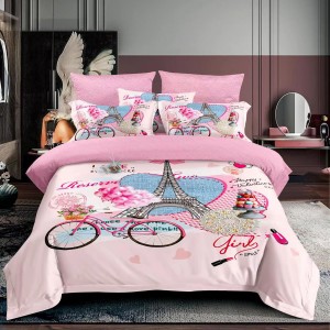 Lenjerie 3D, pat 1 persoana, 3 piese,  Finet, Ralex Pucioasa, Paris, roz 