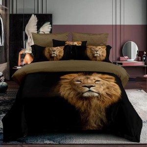 Lenjerie 3D, pat 1 persoana, 3 piese,  Finet, Ralex Pucioasa, leu , negru, maro