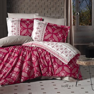 Lenjerie de pat matrimonial, 4 piese, Bumbac 100% Satin Deluxe IVORE V1