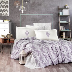 Lenjerie de pat matrimonial, 4 piese, Bumbac 100% Satin Deluxe KALDERA V2 Lenjerie de pat matrimonial, 4 piese, Bumbac 100% Satin Deluxe KALDERA V2