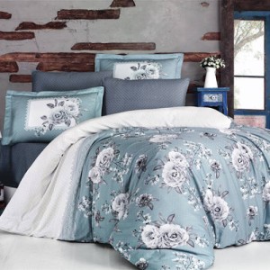 Lenjerie de pat matrimonial, 4 piese, Bumbac 100% Satin Deluxe KENZO V2