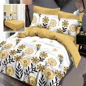 Lenjerie pat dublu, Ralex Pucioasa, Bumbac Finet, 6 piese, Alb-Galben, flori Lenjerie pat dublu, Ralex Pucioasa, Bumbac Finet, 6 piese, Alb-Galben, flori