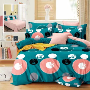 Lenjerie pat dublu, Ralex Pucioasa, Finet, 6 piese, Turquoise, cercuri, buline, frunze Lenjerie pat dublu, Ralex Pucioasa, Finet, 6 piese, Turquoise, cercuri, buline, frunze