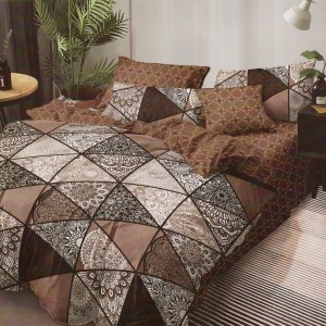 Lenjerie pat dublu, Ralex Pucioasa,  Finet, 6 piese, Maro, model clasic