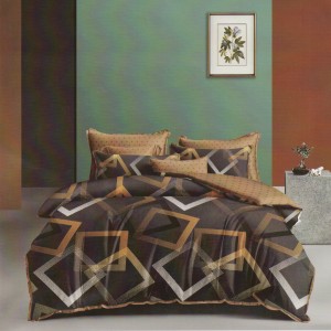 Lenjerie pat dublu, Ralex Pucioasa,  Finet, 6 piese, Maro, forme geometrice