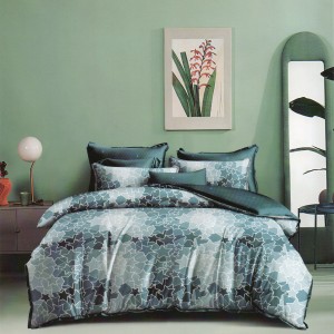 Lenjerie pat dublu, Ralex Pucioasa,  Finet, 6 piese, Albastru, stelute