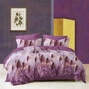 Lenjerie pat dublu, Ralex Pucioasa,  Finet, 6 piese, Mov, trestie