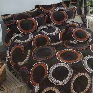 Lenjerie pat dublu, Ralex Pucioasa,  Finet, 6 piese, Maro, cercuri