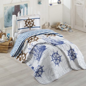 Set cuvertura de pat single, 2 piese, Bumbac 100%, 180x240cm, Clasy, MARINE Set cuvertura de pat single, 2 piese, Bumbac 100%, 180x240cm, Clasy, MARINE