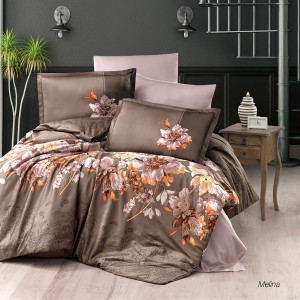 Lenjerie de pat matrimonial, 4 piese, Bumbac 100% Satin Deluxe MELINA