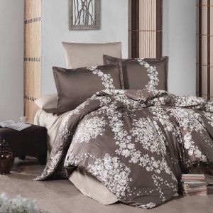 Lenjerie de pat matrimonial, 4 piese, Bumbac 100% Satin Deluxe MELROSE V1