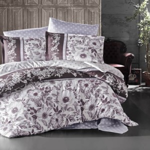 Lenjerie de pat matrimonial, 4 piese, Bumbac 100% Satin Deluxe MOCHA V1 Lenjerie de pat matrimonial, 4 piese, Bumbac 100% Satin Deluxe MOCHA V1