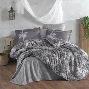 Lenjerie de pat matrimonial, 4 piese, Bumbac 100% Satin Deluxe MONICA V2