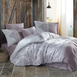 Lenjerie de pat matrimonial, 4 piese, Bumbac 100% Satin Deluxe NITA